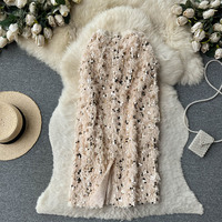 Skirts Women Autumn High Waist Midi Sequined 3